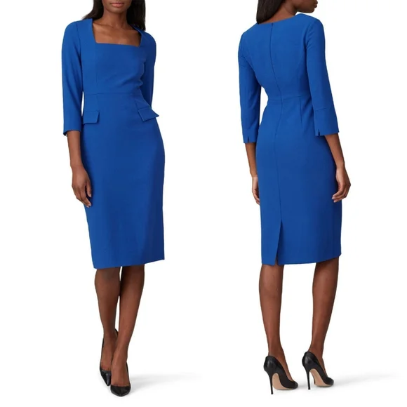 ✅️ L.K. Bennett Blue Ivor Sheath, Sz 14 - Picture 2 of 10